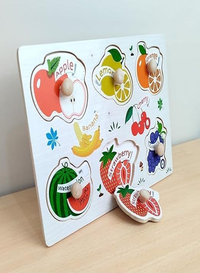NEKSTY Wooden Peg Puzzle Toy Set | Animal and Fruit Theme| Educational Learning Toys for Toddlers and Kids | Montessori Activity Puzzle with Knobs | BPA-Free, Safe for Kids | Combo of 2 - Image 2